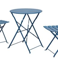 Grand patio Premium Steel Patio Bistro Set, Folding Outdoor Patio Furniture Sets, 3 Piece Patio Set of Foldable Patio Table and Chairs, Peacock Blue