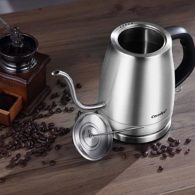 Comfee MK-12S07A Gooseneck Electric Stainless Steel Drip Kettle for Pour Over Coffee and Tea, with Fast Boiling Feature and Thermometer Gauge on Top, 1.2L