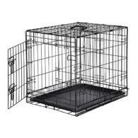 AmazonBasics Single-Door & Double-Door Folding Metal Dog or Pet Crate Kennel with Tray