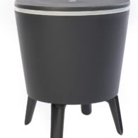 Keter Modern Cool Bar Outdoor Patio Furniture and Hot Tub Side Table with 7.5 Gallon Beer and Wine Cooler, Dark Grey