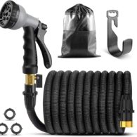Expandable Garden Hose100 ft,Expandable Water Hose with 3/4 Solid Brass Connectors,Car Wash Hose with Spray Nozzle,Extra Strength Fabric,Leakproof Expanding Flexible Hose