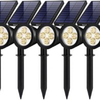 InnoGear Solar Lights Outdoor, Upgraded Waterproof Solar Powered Landscape Spotlights 2-in-1 Wall Light Decorative Lighting Auto On/Off for Pathway Garden Patio Yard Driveway Pool, Pack of 6 (Warm)