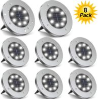 ZGWJ Solar Ground Lights,8 LED Disk Lights Upgraded Outdoor Garden Lights Landscape Lights for Lawn Pathway Yard Deck Patio Walkway,8 Pack White