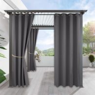 RYB HOME Waterproof Outdoor Curtains - Outdoor Gazebo Curtains Home Outside Décor for Lawn & Garden Patio Sliding Glass Door Weather Resistant Thermal Shades Drapery, 1 Panel, W 52 x L 95, Grey