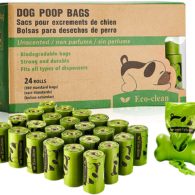 ECO-CLEAN Dog Poop Bags, 24 Rolls/360 Bags with Dispenser, Dog Waste Bags, Unscented, Leak-Proof, Easy Tear-Off