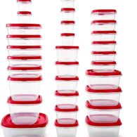 Rubbermaid Easy Find Vented Lids Food Storage Containers, Set of 30 (60 Pieces Total), Racer Red