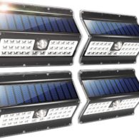 EZBASICS Solar Lights Outdoor, 3 Optional Modes Wireless Motion Sensor Solar Light, IP 65 Waterproof, Security Lights for Front Door, Yard, Garage, Deck, 4 Pack