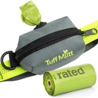 Tuff Mutt Poop Bag Holder Attaches to Dog Leash, Includes 1 Roll of Earth Rated Poop Bags, Waste Bag Dispenser and Lightweight Fabric. Makes a Great Walking, Running or Hiking Accessory