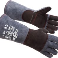 RAPICCA Animal Handling Gloves Bite Proof Kevlar Reinforced Leather Padding Dog,Cat Scratch,Bird Handling Falcon Gloves Grabbing,Reptile Squirrel Snake Bite 16in Grey-Black